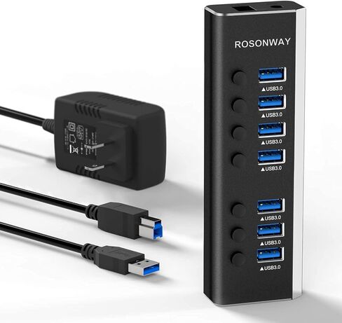 Rosonway 13-Port Powered USB 3.2 Hub 10Gbps, Aluminum USB Hub 72W,RSH-A13 in Kuwait
