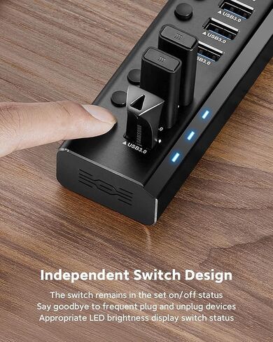 Rosonway 13-Port Powered USB 3.2 Hub 10Gbps, Aluminum USB Hub 72W,RSH-A13 in Kuwait
