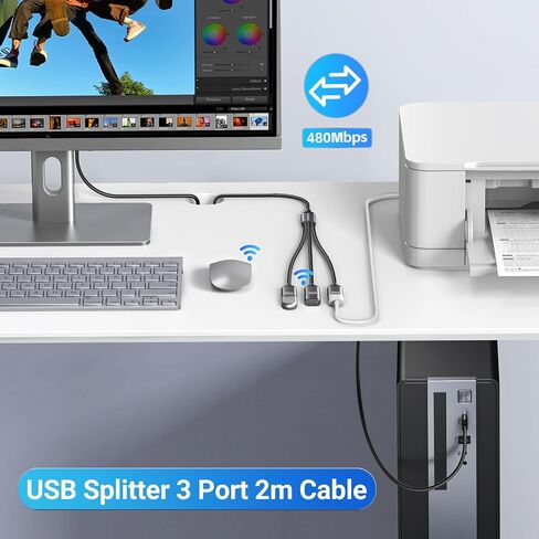 KiWiBiRD USB Splitter 1 in 3 Out, 6.6FT USB A Extension Cable in Kuwait