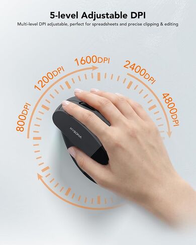 Wireless Ergonomic Mouse, Rechargeable Bluetooth Vertical Mouse for Laptop/Computer/Ipad/Mac, Quiet Click, 10 Color LED, 5 Adjustable DPI, Wrist Strain Relief, USB-A Optical Mice for M/L Hands, Black in Kuwait