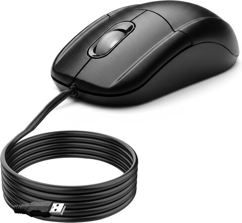 Wired USB Mouse, 5FT Cable, 1200 DPI, 3-Button, Black in Kuwait