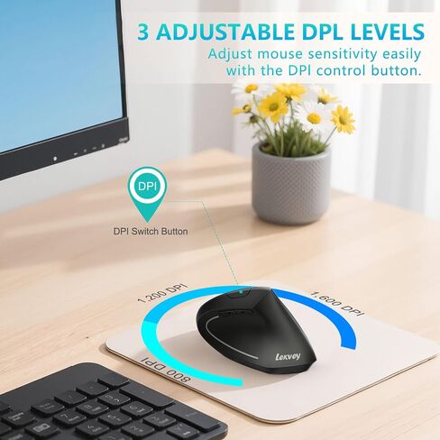 Lekvey Ergonomic Mouse, USB C Vertical Wireless Mouse, Rechargeable, Black in Kuwait