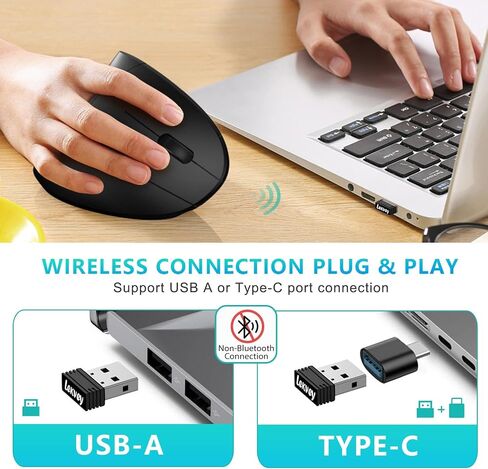 Lekvey Ergonomic Mouse, USB C Vertical Wireless Mouse, Rechargeable, Black in Kuwait