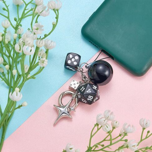 BEEFLYING Colorful Lucky Dice Mobile Phone Charms, Y2K Resin Mobile Phone Pendant Strap, Aesthetic Charm For Bag Keychain Wallet Camera Purse Decor in Kuwait