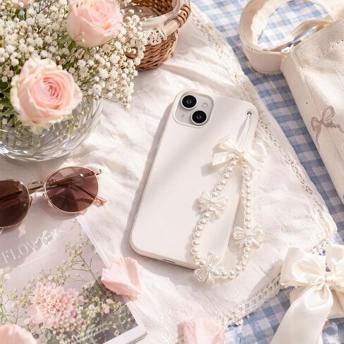 Fumwase 4PCS Beaded Phone Charms Strap Butterfly Bow Pearl Wrist Lanyard Phone Bracelet Wrist Straps Lanyard Keychain Charm for Women in Kuwait