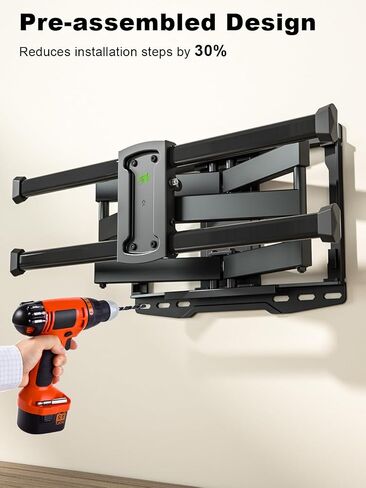 USX Mount Full Motion TV Wall Mount for 37-82 Inch TVs, Swivel and Tilt Wall Mount TV Barcket with Extension, Max VESA 600x400mm & 16" Wood Studs，Fit Most 55 65 70 75 80 inch TVs in Kuwait