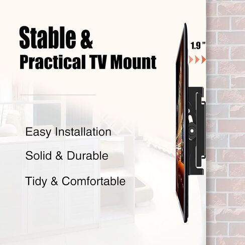 Tilt TV Mount for Most 14-42 Inches Flat Curved Screen TVs and Monitor, Fit 22 24 27 32 39 40" Universal Slim Profile Wall Mount Bracket Loading 55lbs, Max VESA 250x210mm, Small TV Wall Mount in Kuwait