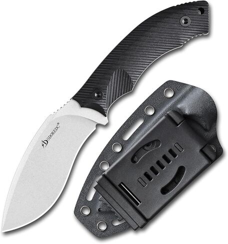 DC53 Steel Fixed Blade Tactical Knife, EDC Knife with Kydex Sheath, Portable Hunting Survival Knife for Outdoor Camping Hiking (White/Black G10 Handle) in Kuwait