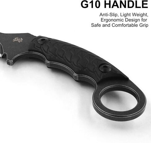 Karambit Knife, Karambit Fixed Blade, Claw Knife, 420HC Steel Blade, G10 Handle, Utility for Outdoor Survival, Camping, Hiking With Kydex Sheath in Kuwait