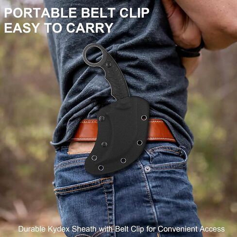 Karambit Knife, Karambit Fixed Blade, Claw Knife, 420HC Steel Blade, G10 Handle, Utility for Outdoor Survival, Camping, Hiking With Kydex Sheath in Kuwait