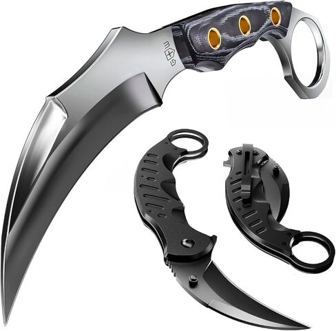 Tactical Knife with Sheath & Micarta Handle - Small Fixed Blade Knife - Pocket Folding Knife - Military Style - Tactical Knife - Good for Camping Hunting Survival Activities in Kuwait