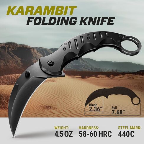 Tactical Knife with Sheath & Micarta Handle - Small Fixed Blade Knife - Pocket Folding Knife - Military Style - Tactical Knife - Good for Camping Hunting Survival Activities in Kuwait