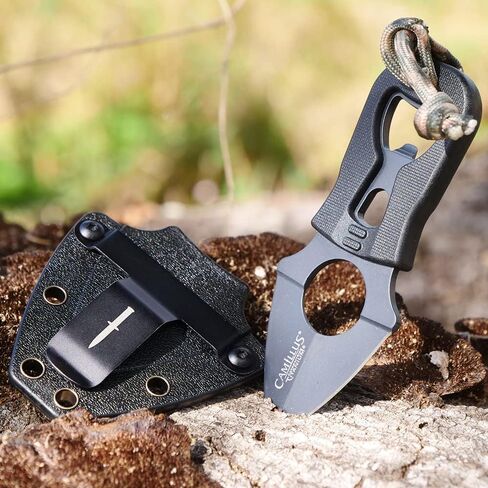 Camillus Heater II 4.25" Compact Durable Corrosion-Resistant 420 Stainless Steel Survival Tactical Fixed Blade Neck Knife, Molded Sheath with Belt Clip Included in Kuwait
