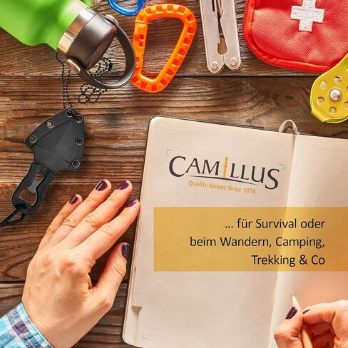 Camillus Heater II 4.25" Compact Durable Corrosion-Resistant 420 Stainless Steel Survival Tactical Fixed Blade Neck Knife, Molded Sheath with Belt Clip Included in Kuwait