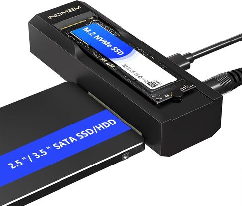 M.2 NVMe SSD Enclosure Adapter, 10Gbps SATA & M.2. NVMe Dual Bay Offline Clone USB-C Adapters Supports 3.5"/2.5" SATA SSD, Type-C Standalone Clone Duplicator in Kuwait