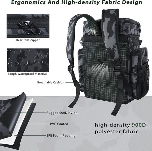 Fishing Backpack with Cooler & 4 Rod Holder, Large 45L Tackle Bag Store Fishing Gear Boxes Gifts for Men Woman-Camo Back Pack in Kuwait