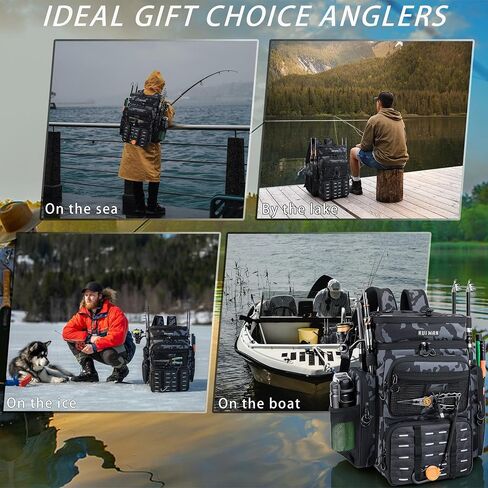 Fishing Backpack with Cooler & 4 Rod Holder, Large 45L Tackle Bag Store Fishing Gear Boxes Gifts for Men Woman-Camo Back Pack in Kuwait