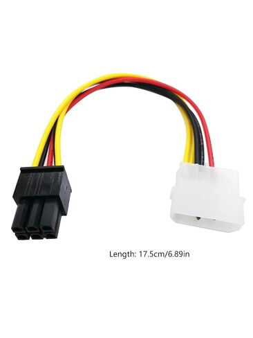 4-Pin to 6-Pin Power Cable 2 Pack, 6.89 Inch PVC Insulated Adapter with Locking Latch for Desktop Computer Graphics Card Upgrade in Kuwait