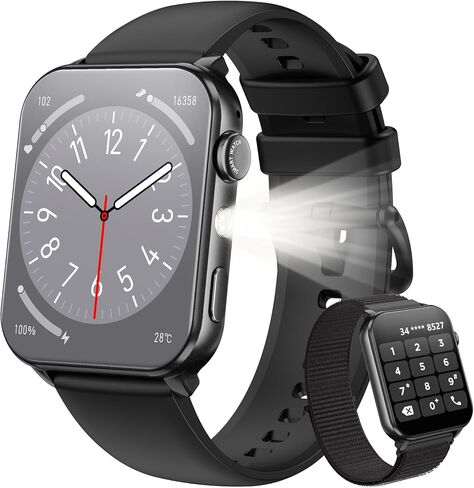 Blackview Smart Watches for Men Women,Answer/Make Calls,1.91" HD Fitness Watch with Flashlight/Heart Rate/SpO2/Sleep Monitor/2 Straps,100+ Sports Modes,IP68 Waterproof Smartwatch for Android/iPhone in Kuwait