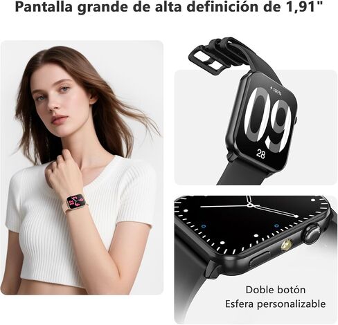Blackview Smart Watches for Men Women,Answer/Make Calls,1.91" HD Fitness Watch with Flashlight/Heart Rate/SpO2/Sleep Monitor/2 Straps,100+ Sports Modes,IP68 Waterproof Smartwatch for Android/iPhone in Kuwait