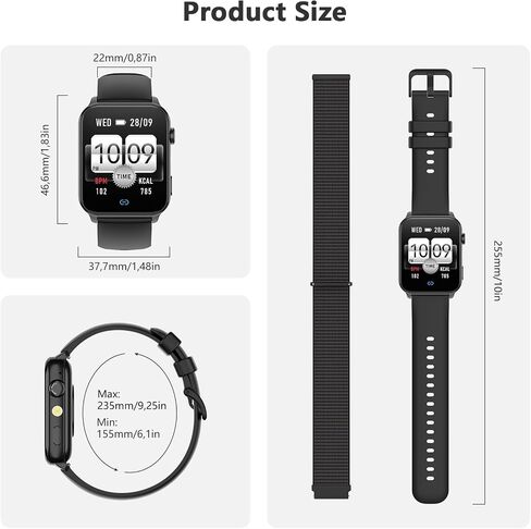Blackview Smart Watches for Men Women,Answer/Make Calls,1.91" HD Fitness Watch with Flashlight/Heart Rate/SpO2/Sleep Monitor/2 Straps,100+ Sports Modes,IP68 Waterproof Smartwatch for Android/iPhone in Kuwait