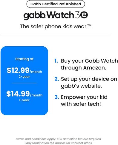 Gabb Watch 3e Refurbished - Smart Watch for Kids, GPS Tracker, No Social Media or Internet, Watch Phone for Kids Ages 5-12, SOS Button, Parental Controls, Phone Plan Required - Dark Gray in Kuwait