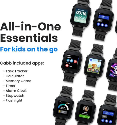 Gabb Watch 3e Refurbished - Smart Watch for Kids, GPS Tracker, No Social Media or Internet, Watch Phone for Kids Ages 5-12, SOS Button, Parental Controls, Phone Plan Required - Dark Gray in Kuwait