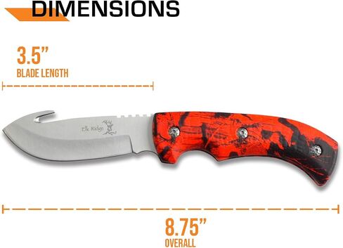 Elk Ridge - Fixed Blade Knife - 8.75-in Overall, 3.5-in Satin Finish Stainless Steel Blade, Full Tang Construction, Red Camo Coated Rubber Handle, Nylon Sheath in Kuwait