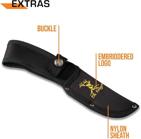 Elk Ridge - Fixed Blade Knife - 8.75-in Overall, 3.5-in Satin Finish Stainless Steel Blade, Full Tang Construction, Red Camo Coated Rubber Handle, Nylon Sheath in Kuwait