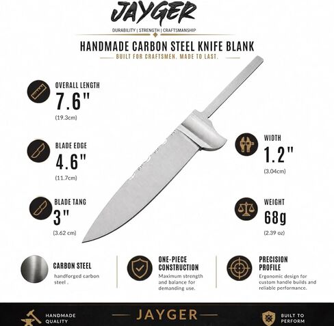 Handmade Bavarian Blade Blank – One-Piece Hand-Forged Steel for Knife Making, Hunting, Skinning & Crafting – 8.66" Overall, 3.93" Edge – Premium Forged (Carbon Steel) in Kuwait
