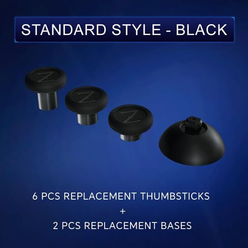 ZD Gaming C-Type Thumb Grip Replacement Kit, Standard/FPS/Arcade Joystick Caps with Replacement Bases, Non-Slip, Compatible with Xbox Series/Astro C40/8BitDo Controllers, Enhanced Precision for E-Sports Gaming & All Game Modes (Standard Style)-Black in Kuwait