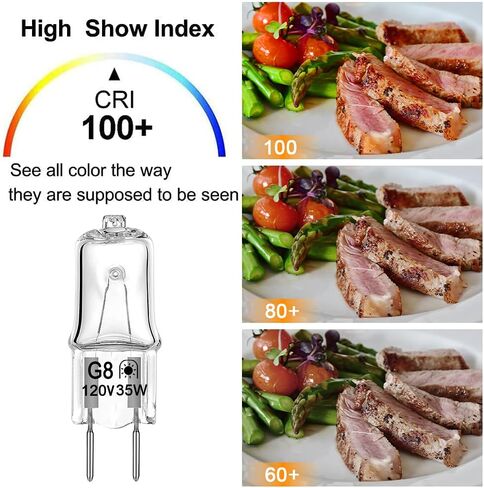Halogen Light Bulb for GE Microwave Oven, Appliance Bulb for GE Samsung Kenmore Elite Maytag Over The Stove Range Microwave, G8 120V 35W Night Light/Stove Light Bulb, Replaces WB25X10019, 4 Pack in Kuwait