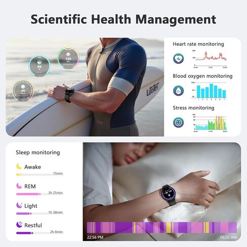 Blackview Smart Watch for Women Men (Make/Answer Calls),1.43''AMOLED Touchscreen Fitness Tracker with 100+ Sports Modes, Heart Rate/SpO2/Sleep Monitor/2 Straps, Smartwatch for iPhone & Android in Kuwait