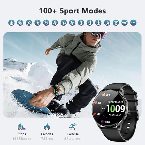 Blackview Smart Watch for Women Men (Make/Answer Calls),1.43''AMOLED Touchscreen Fitness Tracker with 100+ Sports Modes, Heart Rate/SpO2/Sleep Monitor/2 Straps, Smartwatch for iPhone & Android in Kuwait
