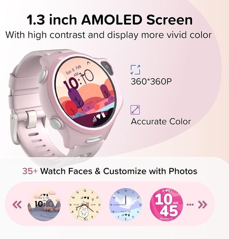 myFirst R2 Kids Smart Watch 4G LTE with GPS Tracker & Video Calling, eSIM Phone Watch for Boys Girls Ages 5-12, SOS Smartwatch with Parental Control, Birthday Gift with 1.3" AMOLED Display(US Version) in Kuwait