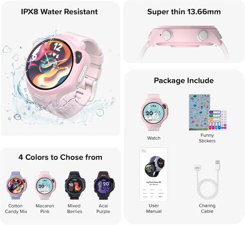 myFirst R2 Kids Smart Watch 4G LTE with GPS Tracker & Video Calling, eSIM Phone Watch for Boys Girls Ages 5-12, SOS Smartwatch with Parental Control, Birthday Gift with 1.3" AMOLED Display(US Version) in Kuwait