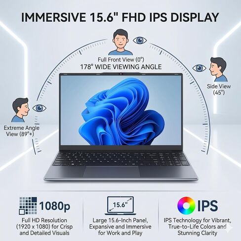 Laptop Computer 15.6 inch, Compatible with Windows 11, Core i5 Processor, Up to 3.3GHz, 4GB RAM, 128GB SSD, Up to 2TB, 15.6" FHD IPS 1920x1080, for Students, Business in Kuwait