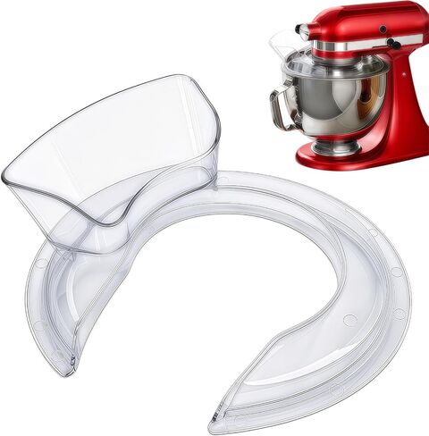 Pouring Shield for KitchenAid 4.5-5 Quart Tilt-Head Stand Mixer, Clear Splash Guard with Removable Pour Spout, Dishwasher Safe Mixer Bowl Cover Fits Steel, Glass and Ceramic Bowls in Kuwait
