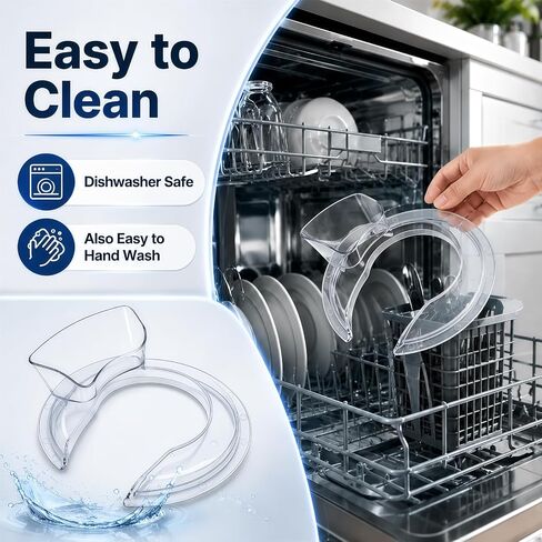 Pouring Shield for KitchenAid 4.5-5 Quart Tilt-Head Stand Mixer, Clear Splash Guard with Removable Pour Spout, Dishwasher Safe Mixer Bowl Cover Fits Steel, Glass and Ceramic Bowls in Kuwait