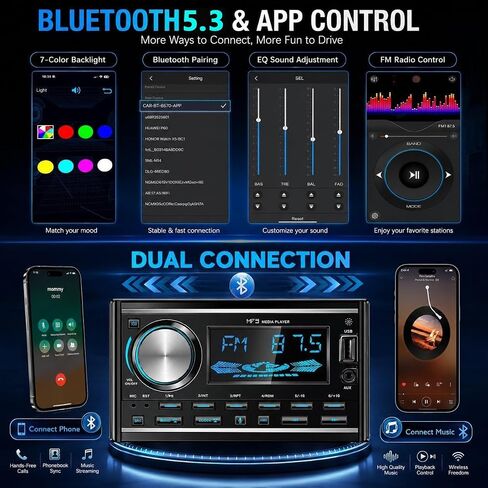 LSLYA Double Din Car Stereo with Bluetooth, FM Radio, App & Remote Control in Kuwait