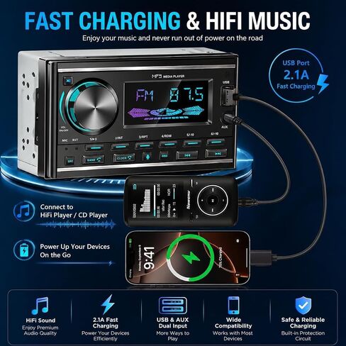 LSLYA Double Din Car Stereo with Bluetooth, FM Radio, App & Remote Control in Kuwait