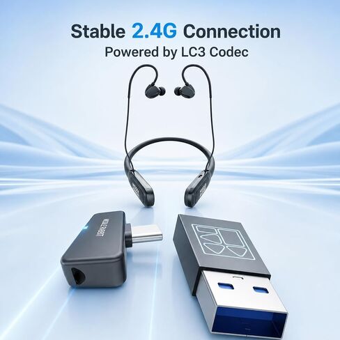 Rampage 2 Bluetooth Neckband Headphones with Mic for Work, Wireless Headset with 2.4G USB Dongle, Around-the-Neck Earbuds, 32H Battery, Low Latency, for Computer, Laptop, Meetings, Calls in Kuwait