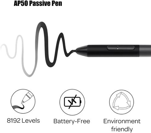 AP50 Digital Passive Pen with 8192 Levels Pen Pressure Two Express Keys Suitable for Drawing Tablet PD1161/PD1220/PD1320/PD1561/PD156Pro Pen Display in Saudi Arabia