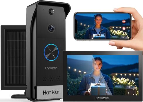 Tmezon Wireless Video Doorbell with Camera and Monitor WiFi Doorbell Intercom System, 1080P Camera with Monitor, Video Door Phone 7''Touch Screen, Motion Detection, No Monthly Fees, Tuya APP 2.4G/5G in Kuwait