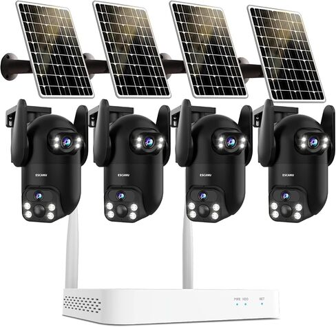 Wireless Home Security Cameras System,Solar Power PTZ Outdoor Cameras,Motion Detection,Night Vision,Water-Proof,2-Way Audio,No Subscription Fee,Cloud/SD Card Storage in Kuwait