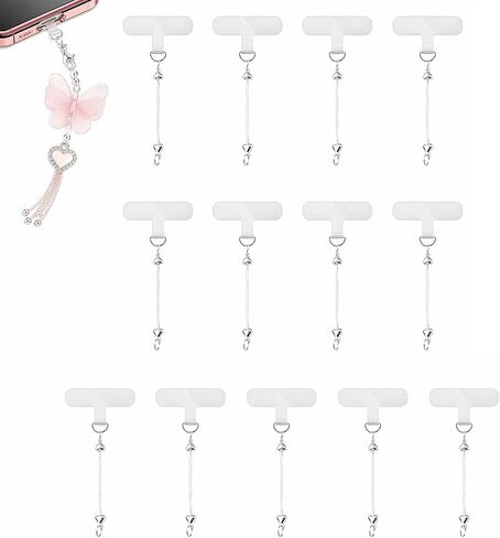 14 Pcs Beadable Phone Charm Kit Silver Blank Bar with Clear Tether Tab in Saudi Arabia