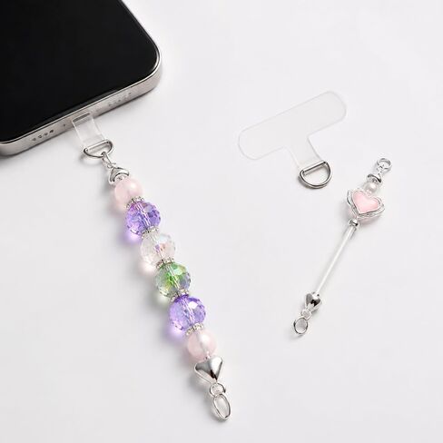 14 Pcs Beadable Phone Charm Kit Silver Blank Bar with Clear Tether Tab in Saudi Arabia