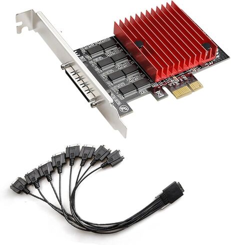 PCIE to 8 Port RS232 Port Card PCIE Expansion Desktop Extender for Industrial PC WCH384 Low Profile Printer in Saudi Arabia