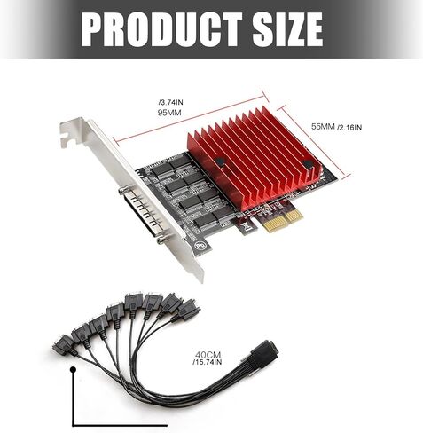 PCIE to 8 Port RS232 Port Card PCIE Expansion Desktop Extender for Industrial PC WCH384 Low Profile Printer in Saudi Arabia