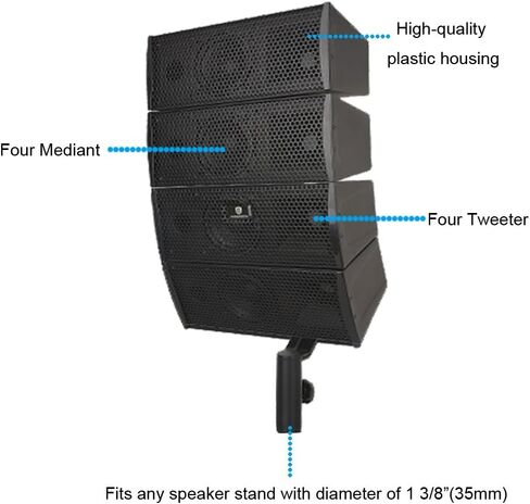 PRORECK Club A 4X4 Passive Line Array Speaker System Sets with Connecting Cables Eight Tweeter and Eight mid-tweeters, 8 Ohms Impedance in Kuwait
